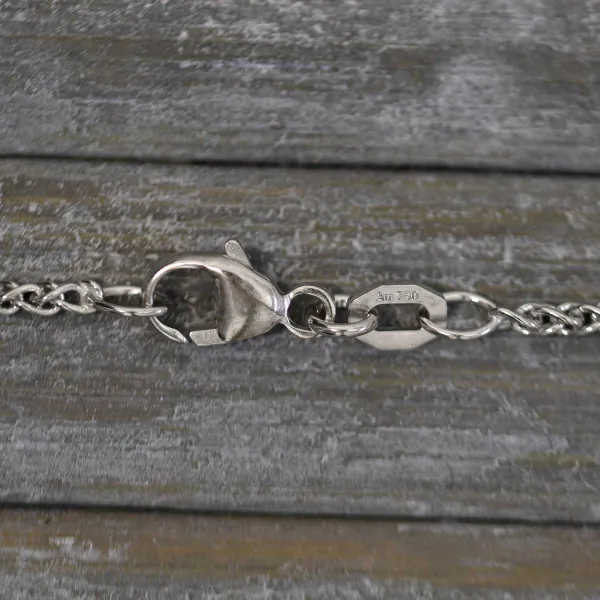 Goldkette als Zopfkette in Weißgold 750 / 18K, 36 cm lang, 1,7 mm breit, Gewicht ca. 5.1 g.