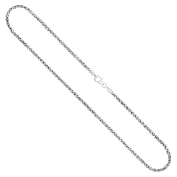 Goldkette als Zopfkette in Weißgold 585 / 14K, 70 cm lang, 2,1 mm breit, Gewicht ca. 13.1 g.