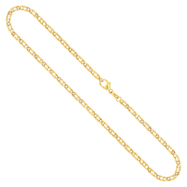 Goldkette als Tigeraugenkette hohl in Gelbgold 585 / 14K, 45 cm lang, 3,8 mm breit, Gewicht ca. 5.7 g.