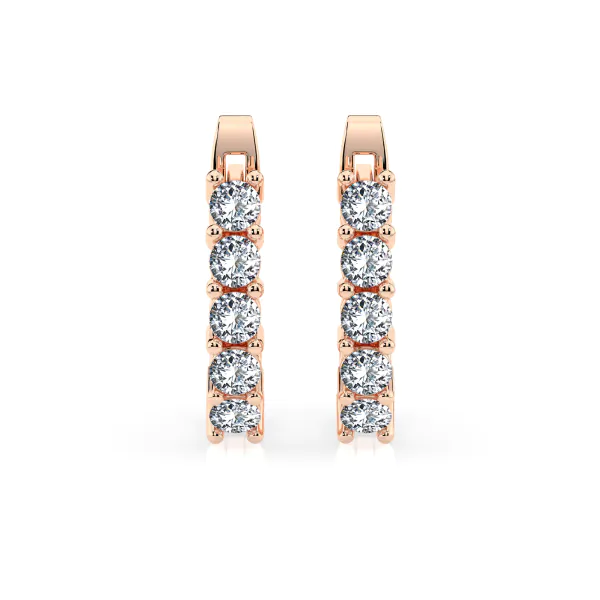 0,6 Karat Diamant Creolen, Rotgold 585 / 14 Karat, Gewicht ca. 2.2 g.