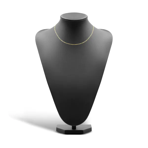 Goldkette als Figarokette diamantiert in Gelbgold 750 / 18 Karat, 36 cm lang, 1.9 mm breit, Gewicht ca. 3.5 g.