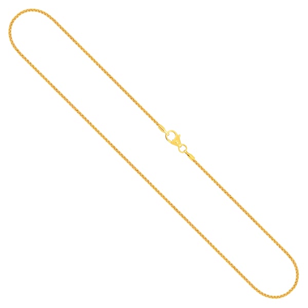 Goldkette als Zopfkette in Gelbgold 585 / 14K, 38 cm lang, 1,3 mm breit, Gewicht ca. 2.5 g.