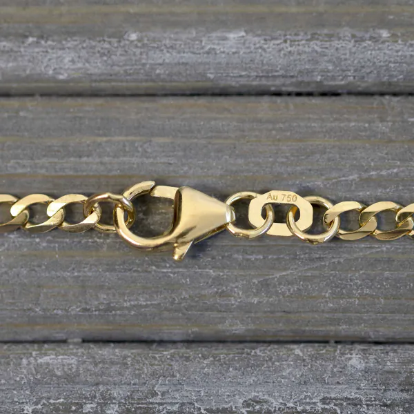 Goldkette als Panzerkette weit in Gelbgold 585 / 14K, 80 cm lang, 2,6 mm breit, Gewicht ca. 6.7 g.