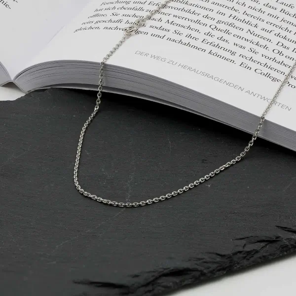 Goldkette als Ankerkette diamantiert Weißgold 333 / 8K, 42 cm lang, 1,7 mm breit, Gewicht ca. 3.8 g.