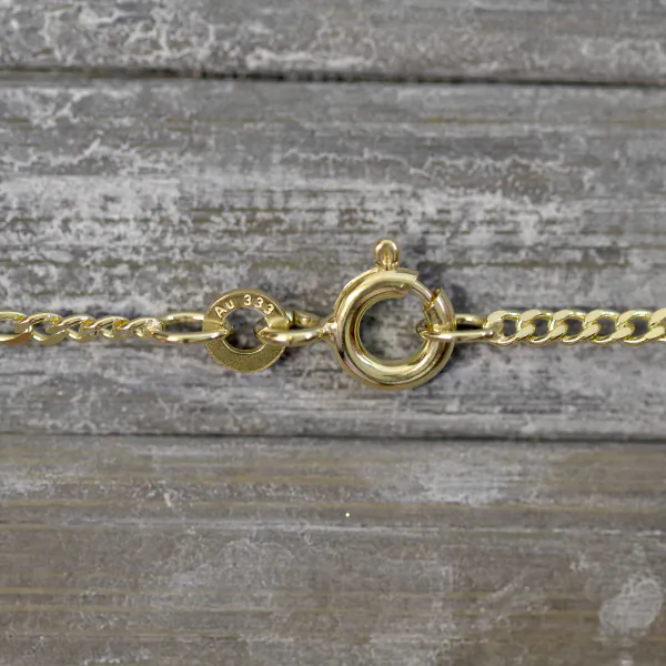 Goldkette als Figarokette diamantiert in Gelbgold 333 / 8K, 85 cm lang, 1,9 mm breit, Gewicht ca. 5.6 g.