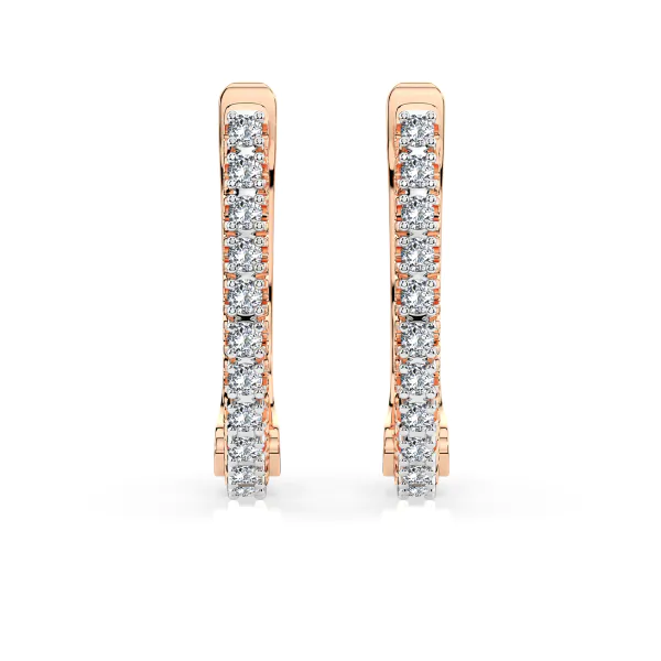 0,18 Karat Diamant Creolen, Rotgold 585 / 14 Karat, Gewicht ca. 1.5 g.