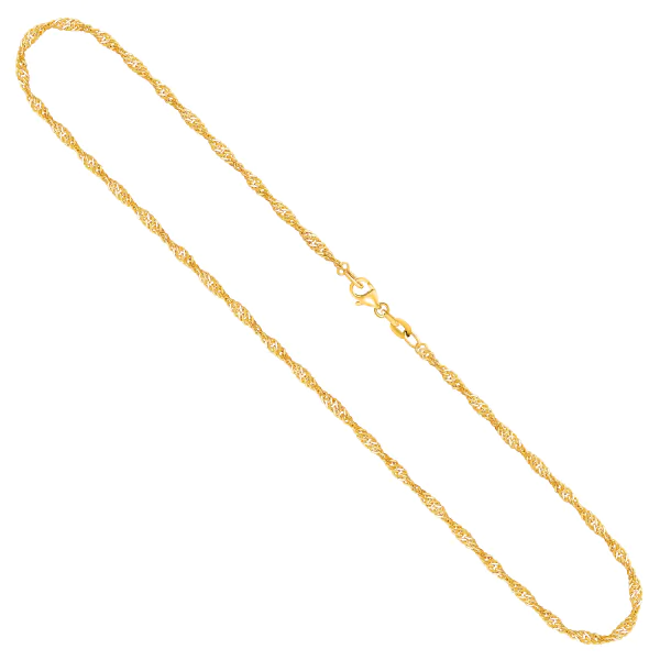 Goldkette als Singapurkette in Gelbgold 750 / 18K, 45 cm lang, 1.8 mm breit, Gewicht ca. 3.5 g.