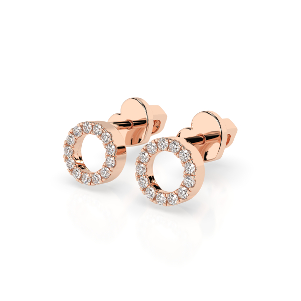 0,16 Karat Diamant Ohrstecker mit 26 echten Diamanten, Rotgold 585 / 14K