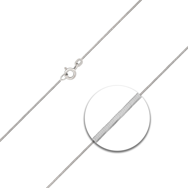 Goldkette als Schlangenkette diamantiert in Weißgold 585 / 14K, 60 cm lang, 0,8 mm breit, Gewicht ca. 4.1 g.