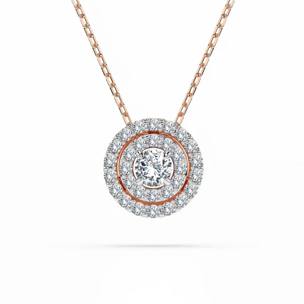 0,24 Karat Diamant Anhänger Rotgold 585 (14K) mit Goldkette für Damen
