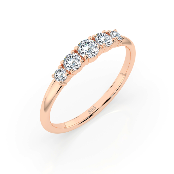 0,42 Karat Diamant Verlobungsring mit 5 Diamanten, Rotgold 585 / 14K, Weite 53 mm, Gewicht ca. 1.5 g.