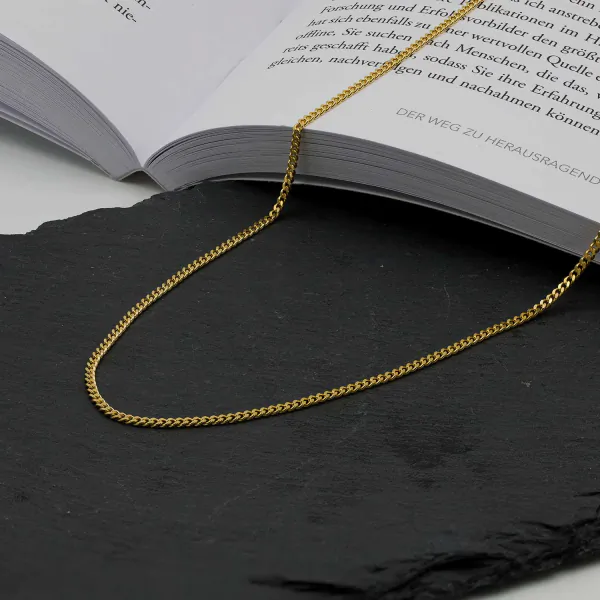 Goldkette als Panzerkette flach in Gelbgold 585 / 14K, 50 cm lang, 2,1 mm breit, Gewicht ca. 7.1 g.
