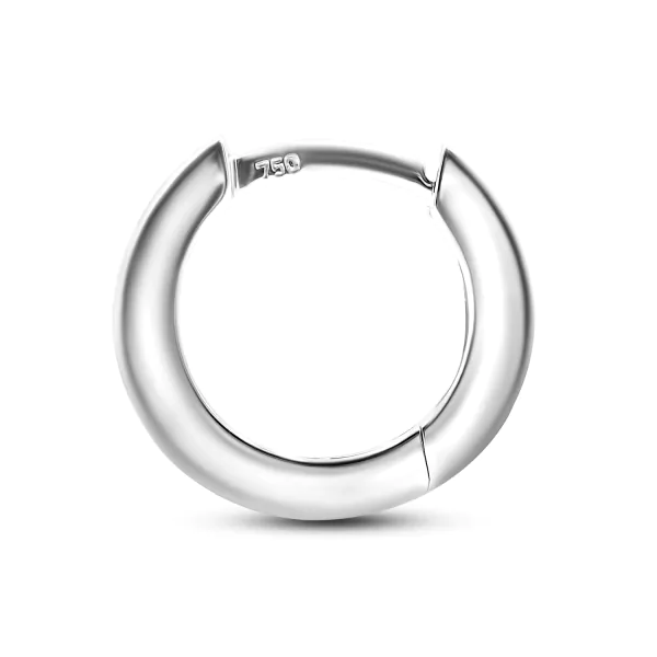 0,03 Karat Diamant Creolen, Weißgold 750 / 18K, Außendurchmesser 11 mm, Breite 1.8 mm, Gewicht ca. 1.9 g