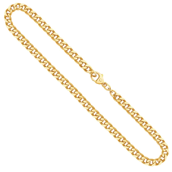 Goldkette als Panzerkette hohl in Gelbgold 585 / 14K, 45 cm lang, 5,4 mm breit, Gewicht ca. 15.6 g.