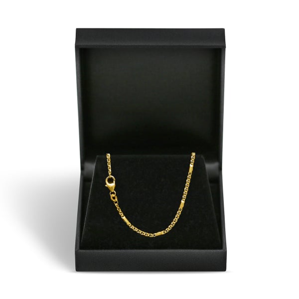 Goldkette als Panzerstegkette in Gelbgold 333 / 8K, 42 cm lang, 1,9 mm breit, Gewicht ca. 3 g.