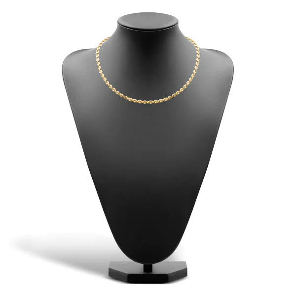 Goldkette als Kordelkette hohl in Gelbgold 585 / 14K, 45 cm lang, 5 mm breit, Gewicht ca. 15.6 g.