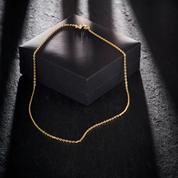 Goldkette als Ankerkette diamantiert in Gelbgold 333 / 8 Karat, 75 cm lang, 1.9 mm breit, Gewicht ca. 8.1