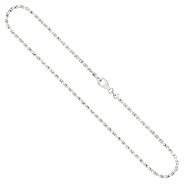Goldkette als Ankerkette diamantiert in Weißgold 333 / 8K, 50 cm lang, 2 mm breit, Gewicht ca. 10 g.