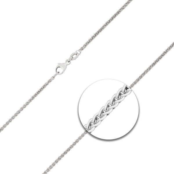 Goldkette als Zopfkette in Weißgold 750 / 18K, 36 cm lang, 1,7 mm breit, Gewicht ca. 5.1 g.