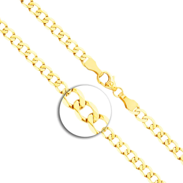Goldkette als Panzerkette weit in Gelbgold 585 / 14K, 38 cm lang, 3,9 mm breit, Gewicht ca. 7.2 g.