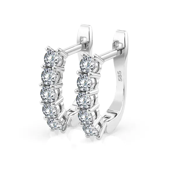 0,6 Karat Diamant Creolen, Weißgold 585 / 14 Karat, Gewicht ca. 2.2 g.