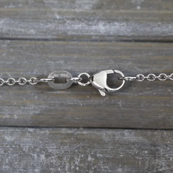 Goldkette als Ankerkette rund in Weißgold 585 / 14K, 90 cm lang, 1,5 mm breit, Gewicht ca. 6.8 g.