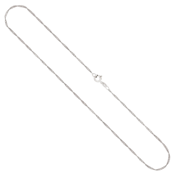 Goldkette als Singapurkette in Weißgold 585 / 14K, 80 cm lang, 1,4 mm breit, Gewicht ca. 3.4 g.