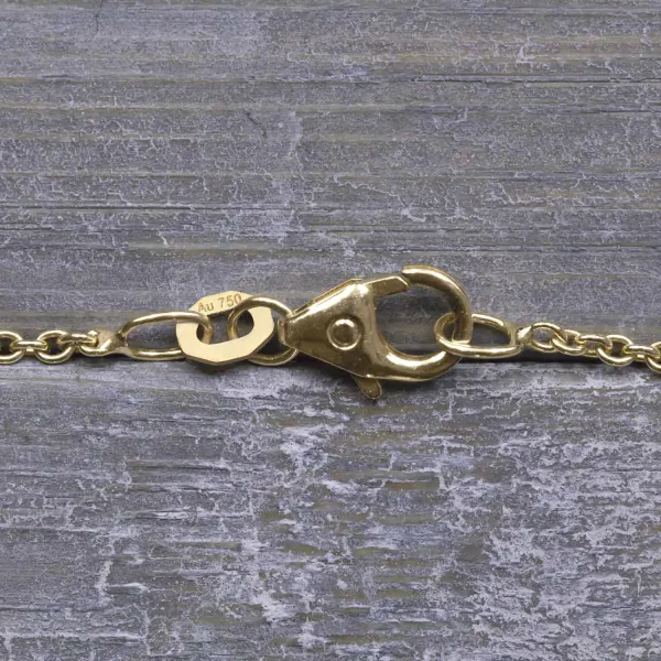 Goldkette als Ankerkette rund in Gelbgold 750 / 18K, 100 cm lang, 1,5 mm breit, Gewicht ca. 8 g.