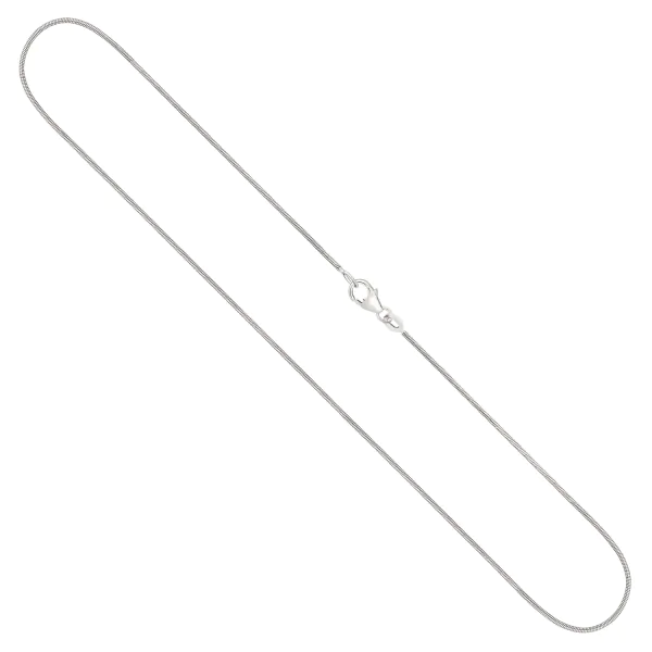 Goldkette als Schlangenkette in Weißgold 750 / 18K, 42 cm lang, 0,9 mm breit, Gewicht ca. 4.4 g.