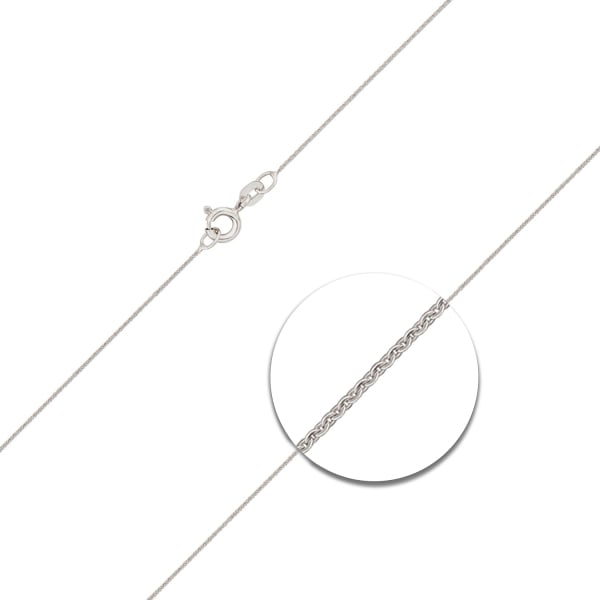 Goldkette als Ankerkette flach in Weißgold 333 / 8 Karat, 50 cm lang, 0.8 mm breit, Gewicht ca. 1 g.