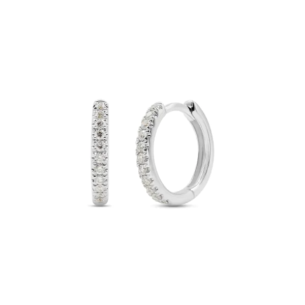 0,13 Karat Diamant Creolen, Weißgold 750 / 18K, Außendurchmesser 11 mm, Breite 11.8 mm, Gewicht ca. 1.5 g