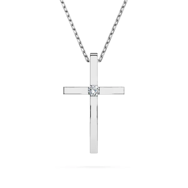 0,03 Karat Diamant Anhänger Kreuz Weißgold 585 (14K) mit Goldkette für Damen