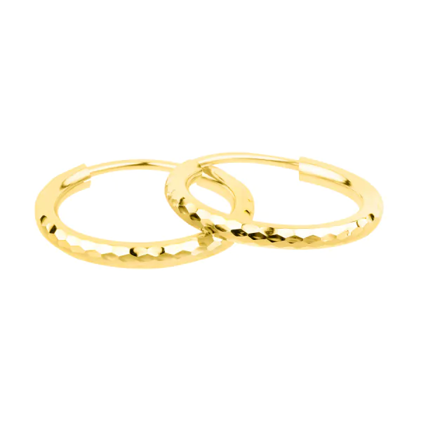 Ohrringe, Creolen, Gelbgold 333 / 8K, Außendurchmesser 15 mm, Breite 2 mm, Gewicht ca. 0.5 g