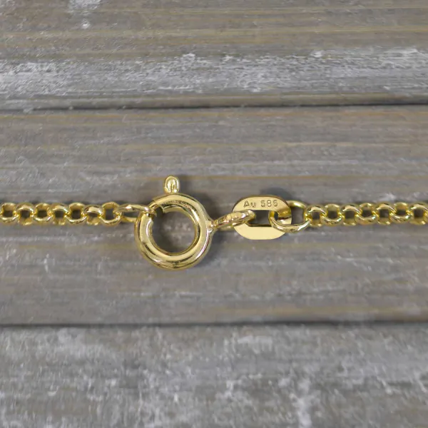 Goldkette als Erbskette in Gelbgold 585 / 14K, 65 cm lang, 2 mm breit, Gewicht ca. 7.6 g.