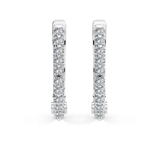 0,18 Karat Diamant Creolen, Weißgold 585 / 14 Karat, Gewicht ca. 1.5 g.
