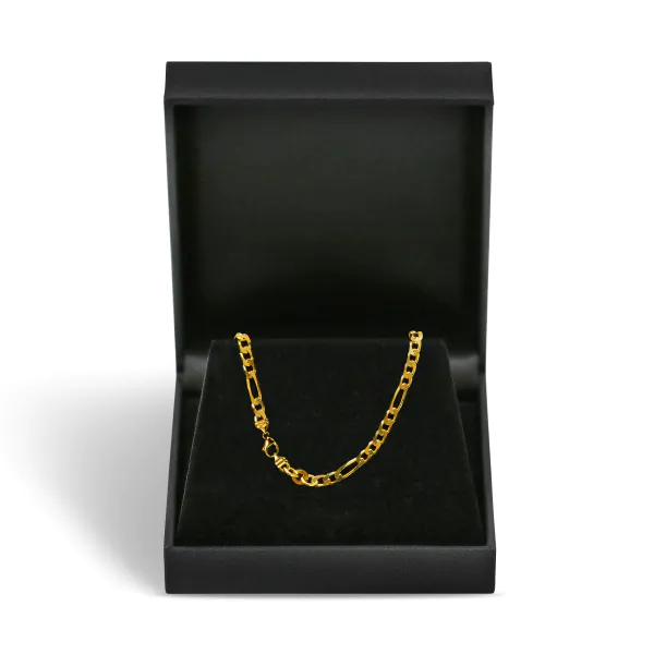 Armband als Figarokette diamantiert in Gelbgold 750 / 18K, 22 cm lang, 3,4 mm breit, Gewicht ca. 7.9 g.