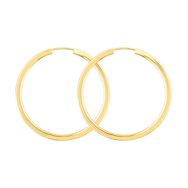 Ohrringe, Creolen, Gelbgold 585 / 14K, Außendurchmesser 38 mm, Breite 2.5 mm, Gewicht ca. 3.5 g