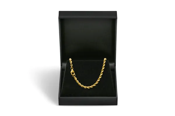 Armband als Kordelkette hohl in Gelbgold 333 / 8K, 18,5 cm lang, 3,3 mm breit, Gewicht ca. 2.8 g.