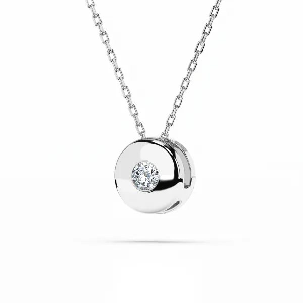 0,04 Karat Diamant Anhänger Zarge Weißgold 585 (14K) mit Goldkette für Damen