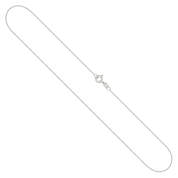 Goldkette als Ankerkette flach in Weißgold 585 / 14K, 40 cm lang, 0,8 mm breit, Gewicht ca. 1 g.
