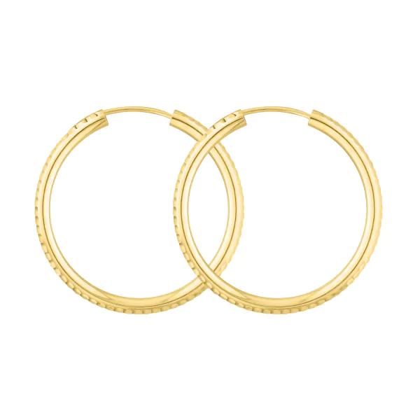 Ohrringe, Creolen, Gelbgold 585 / 14K, Außendurchmesser 30 mm, Breite 2.5 mm, Gewicht ca. 1.7 g