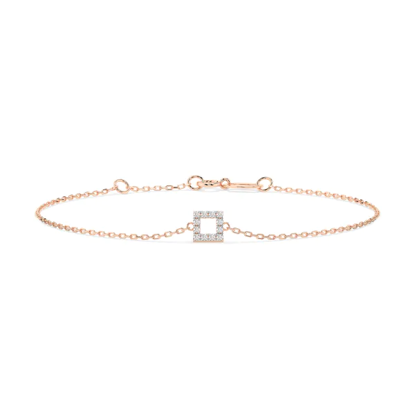 Goldarmband als Ankerkette mit 0,06 Karat Diamanten, Rotgold 585 / 14 Karat, 21 cm lang, Gewicht ca. 0,8 g.