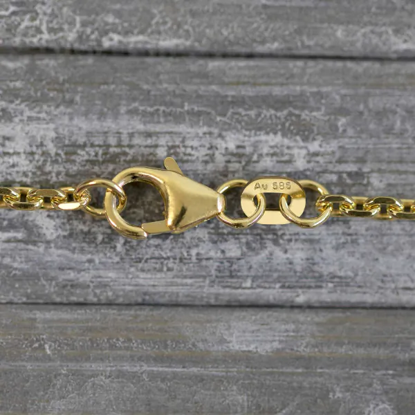 Goldkette als Ankerkette diamantiert in Gelbgold 585 / 14K, 38 cm lang, 1,9 mm breit, Gewicht ca. 5 g.