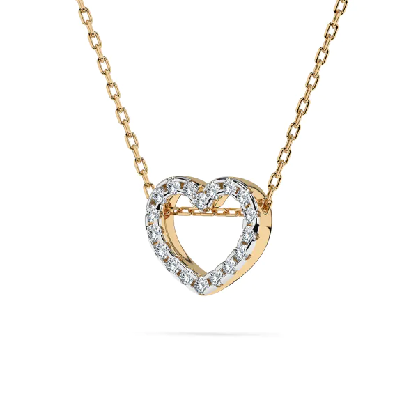 0,09 Karat Diamant Anhänger Herz Gelbgold 585 (14K) mit Goldkette für Damen