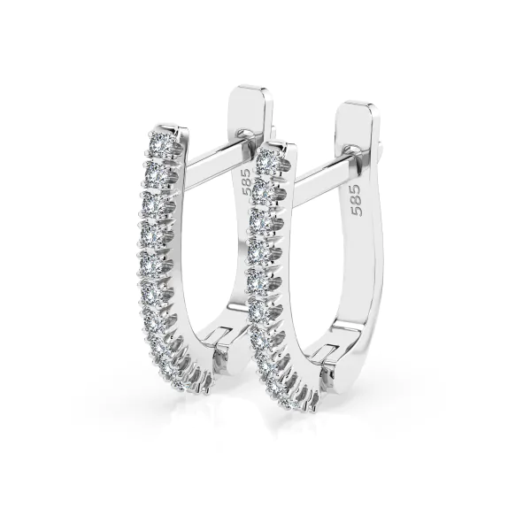 0,18 Karat Diamant Creolen, Weißgold 585 / 14 Karat, Gewicht ca. 1.5 g.
