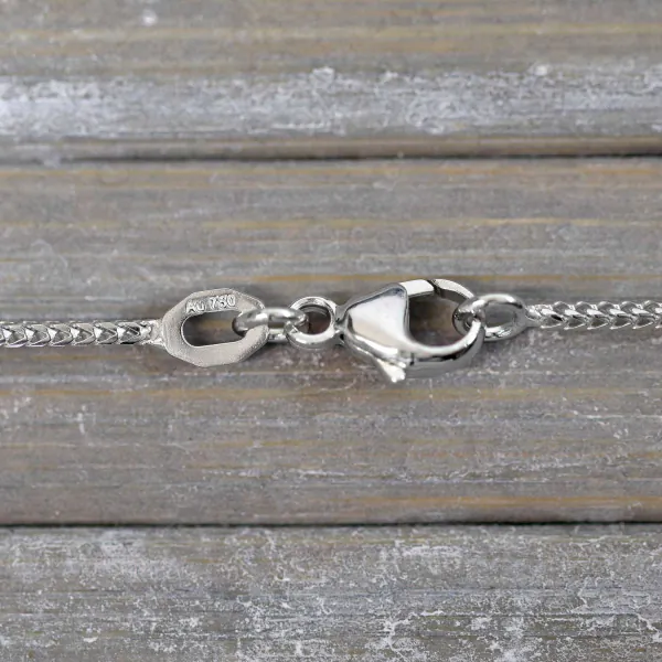 Goldkette als Bingokette in Weißgold 750 / 18K, 55 cm lang, 1,1 mm breit, Gewicht ca. 5.6 g.
