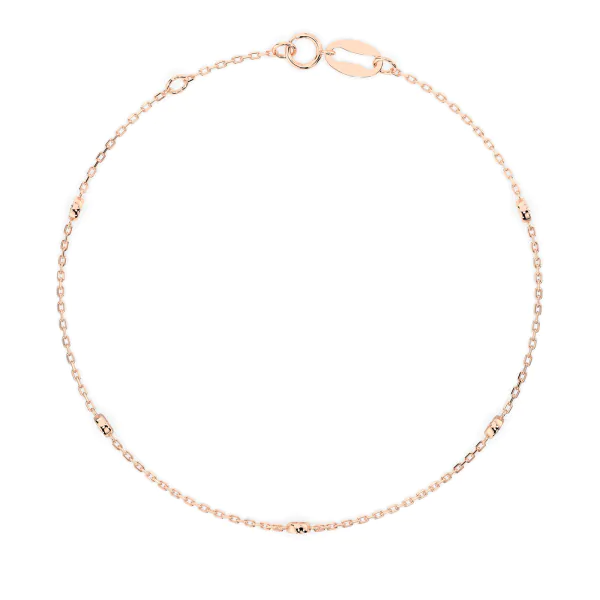 Goldarmband als Ankerkette mit 0,14 Karat Diamanten, Rotgold 585 / 14 Karat