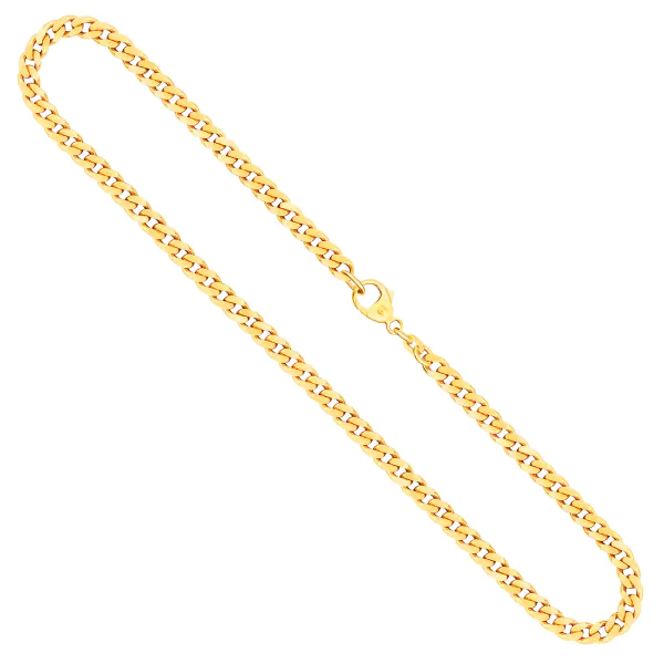 Goldkette als Panzerkette flach in Gelbgold 585 / 14K, 70 cm lang, 4,7 mm breit, Gewicht ca. 41.6 g.