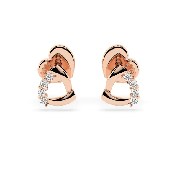 0,05 Karat Diamant Ohrstecker mit 8 echten Diamanten, Rotgold 585 / 14K