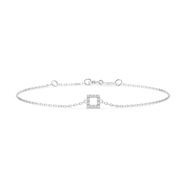 Goldarmband als Ankerkette mit 0,06 Karat Diamanten, Weißgold 585 / 14 Karat, 18 cm lang, Gewicht ca. 0,8 g.